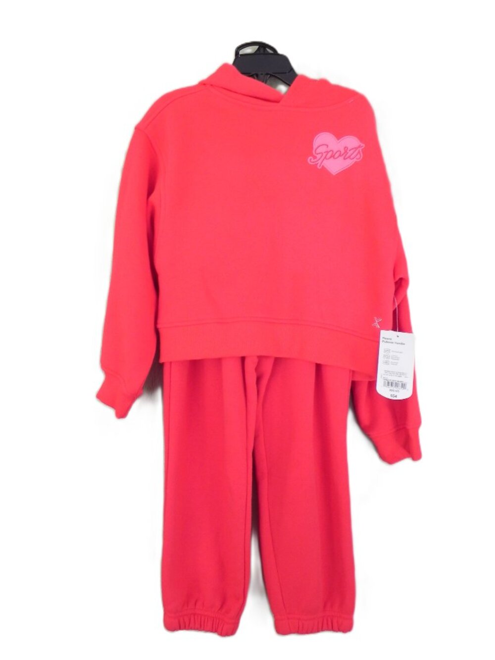 NWT Xersion Girls Red Heart Fleece Pullover Hoodie & Pants Set Girls XXS 4/5